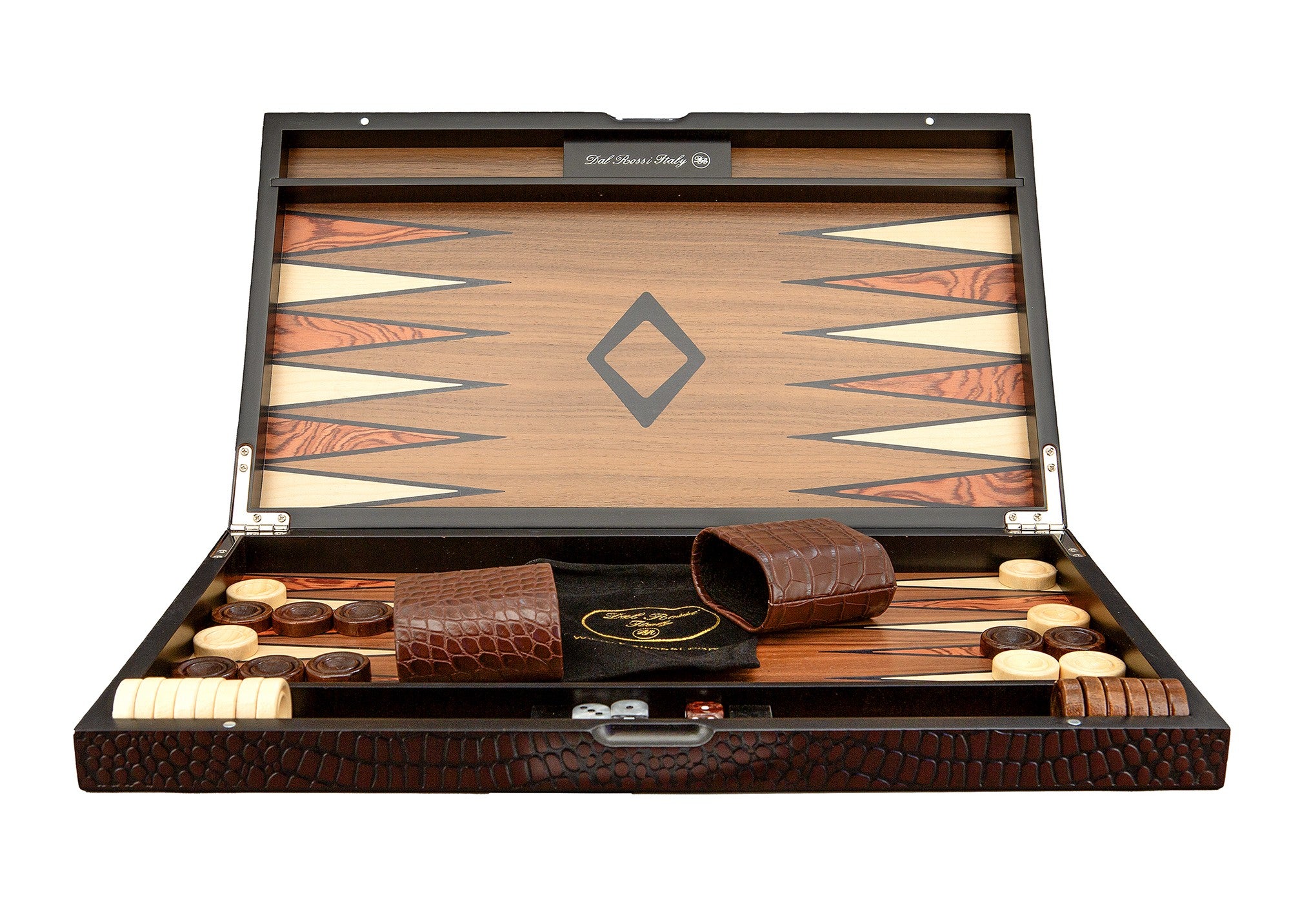 15" Wooden Crocodile - Black - Backgammon - Dal Rossi