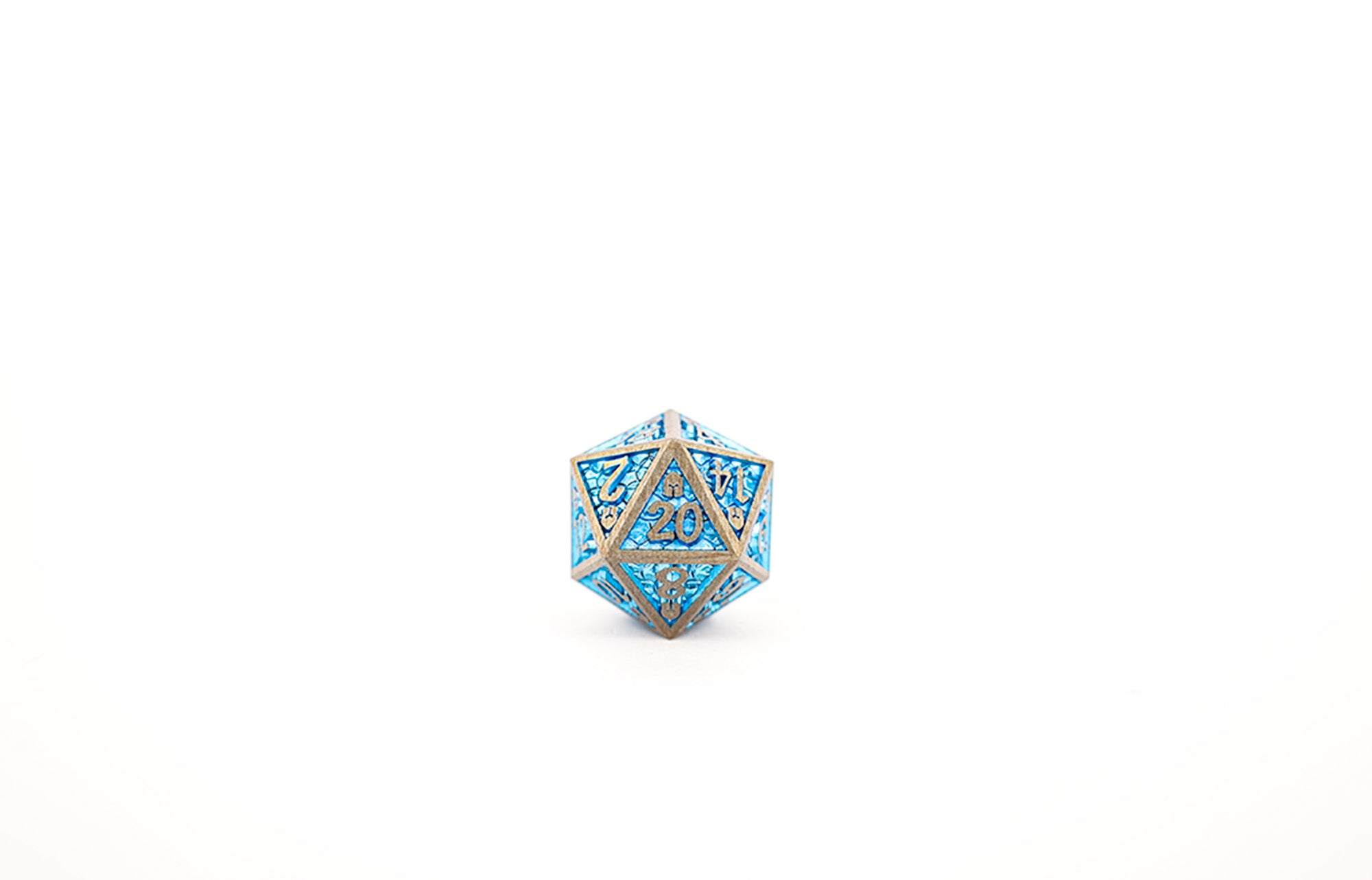 Draco Bright Blue/Brass Metal Dice Set