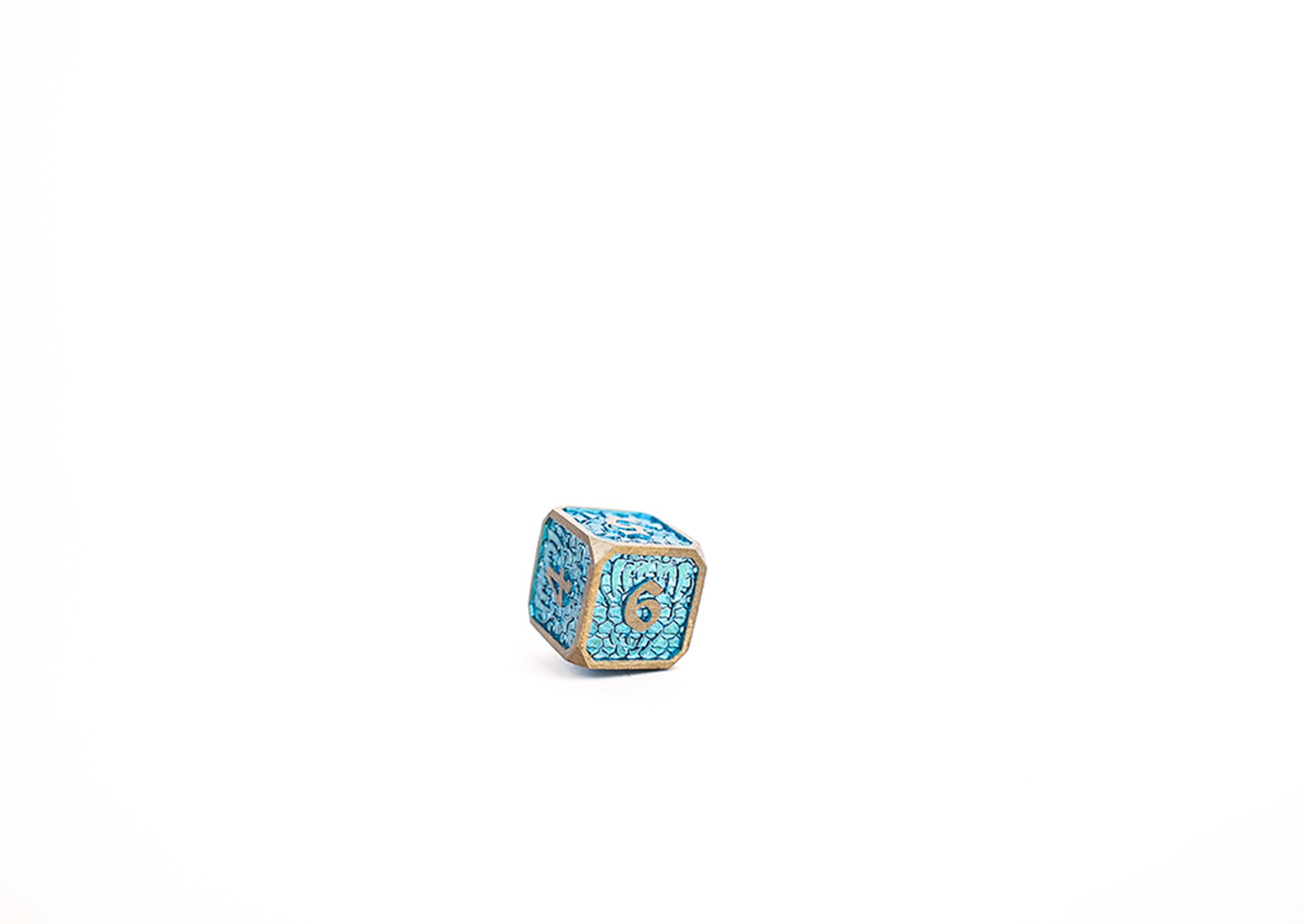 Draco Bright Blue/Brass Metal Dice Set