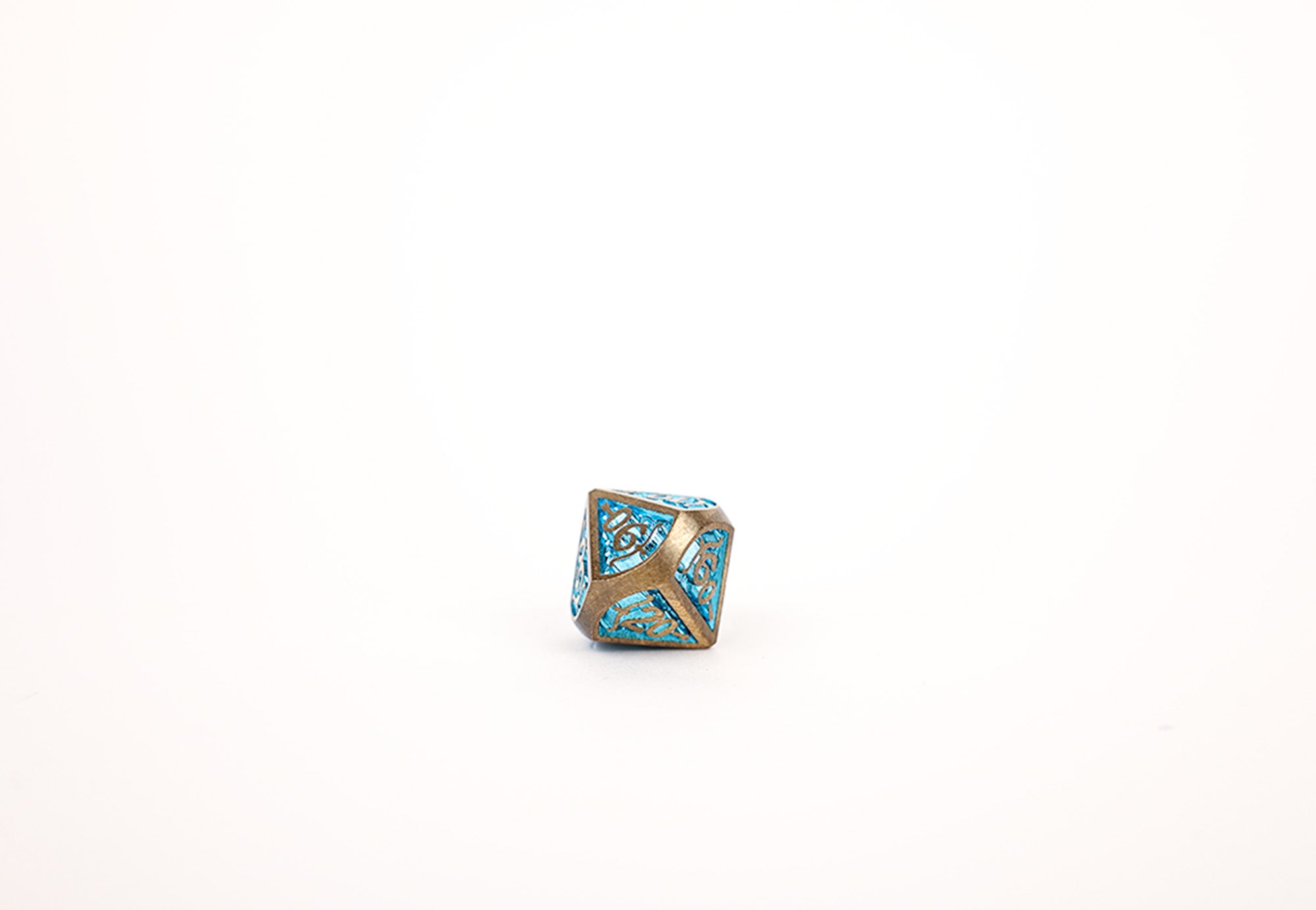 Draco Bright Blue/Brass Metal Dice Set