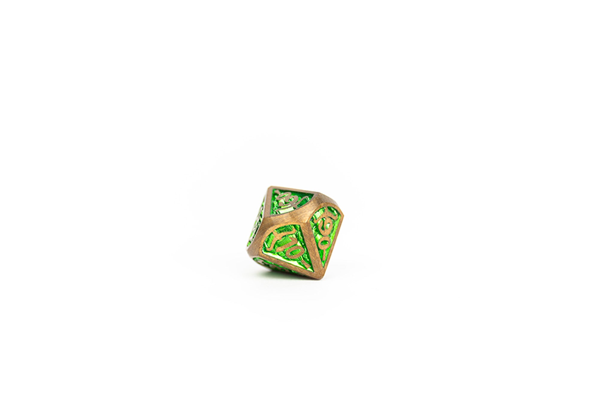 Draco Bright Green/Brass Metal Dice Set