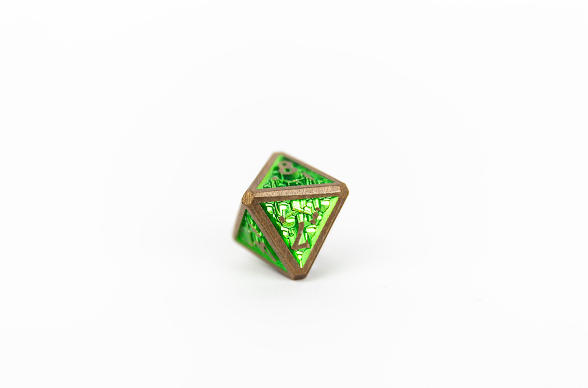 Draco Bright Green/Brass Metal Dice Set