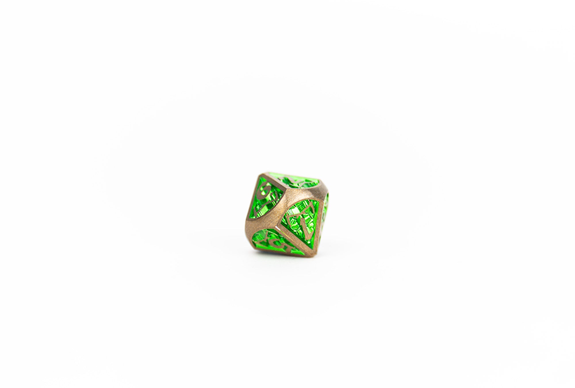 Draco Bright Green/Brass Metal Dice Set