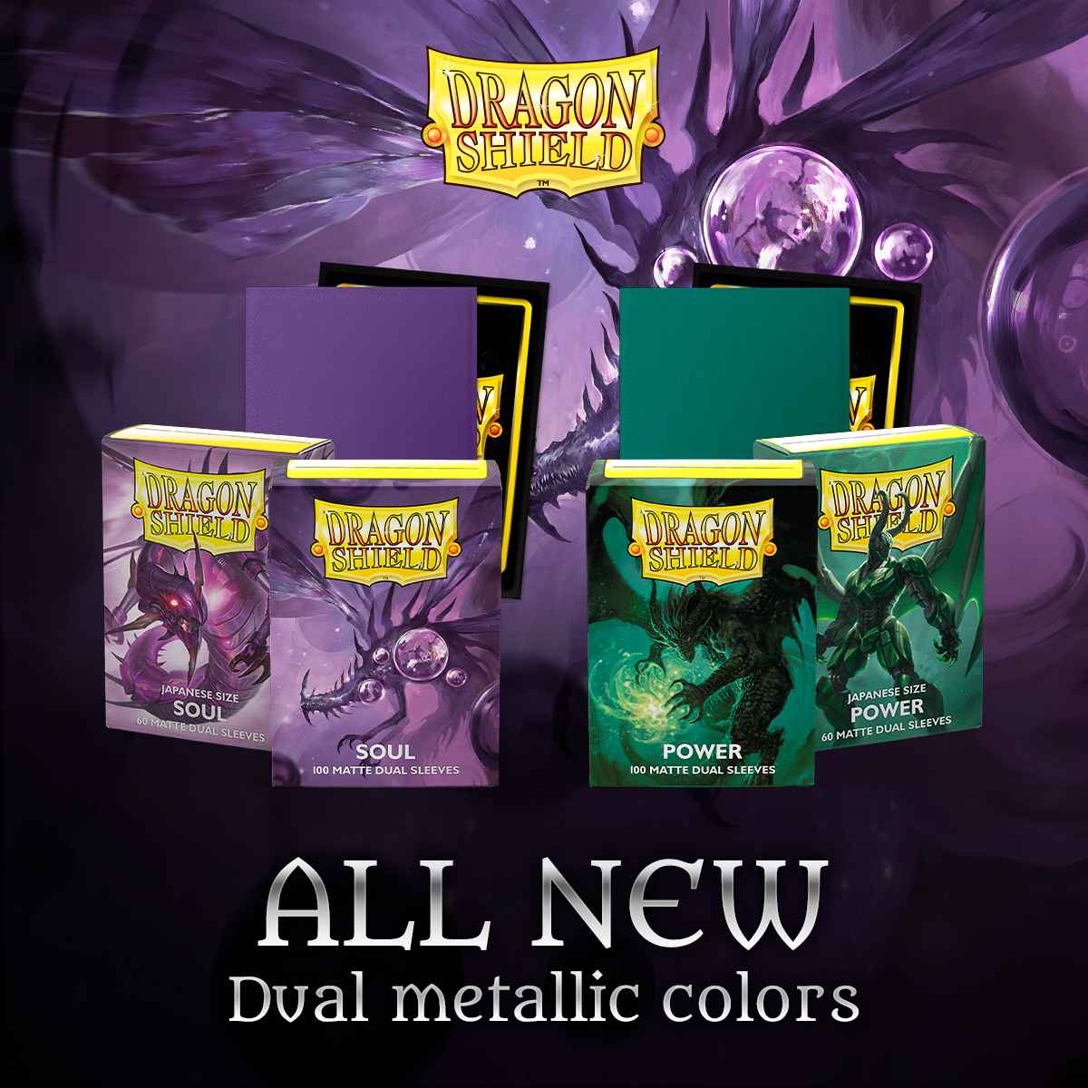 Japanese Dual Matte Power Metallic Green Sleeves - Dragon Shield - Box 60