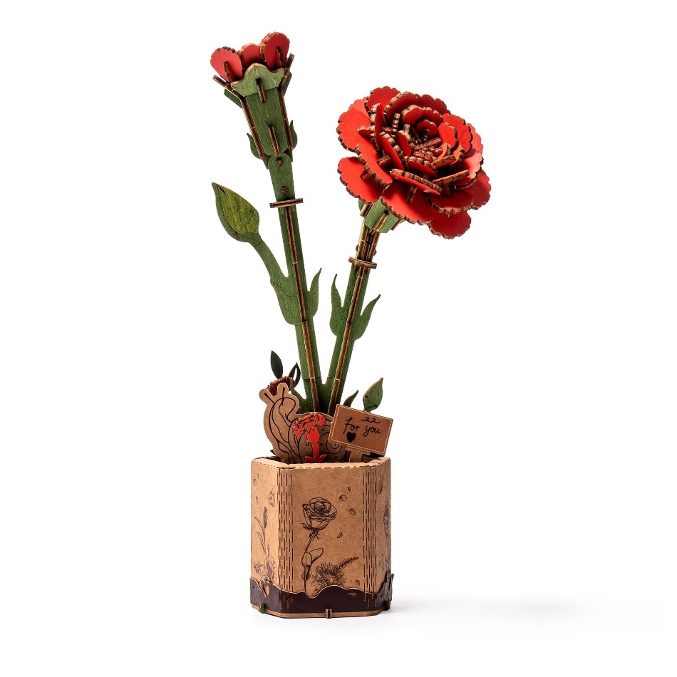 Red Carnation - Wood Bloom