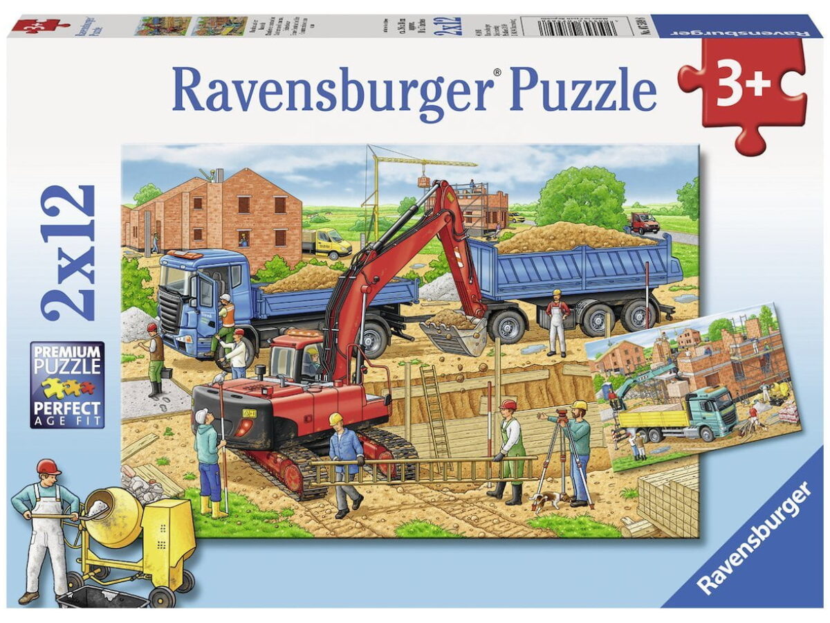 Busy Construction Site 2X12Pc Puzzle