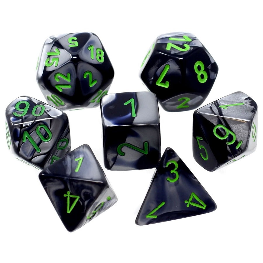 CHX20645 Gemini Mini-Polyhedral Black-Grey / green 7-Die Set