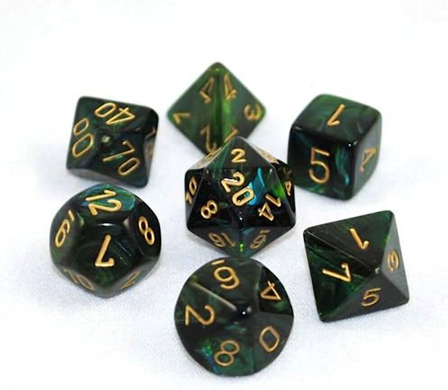 CHX27415 Jade/Gold Scarab Polyhedral 7-Die Set Chessex