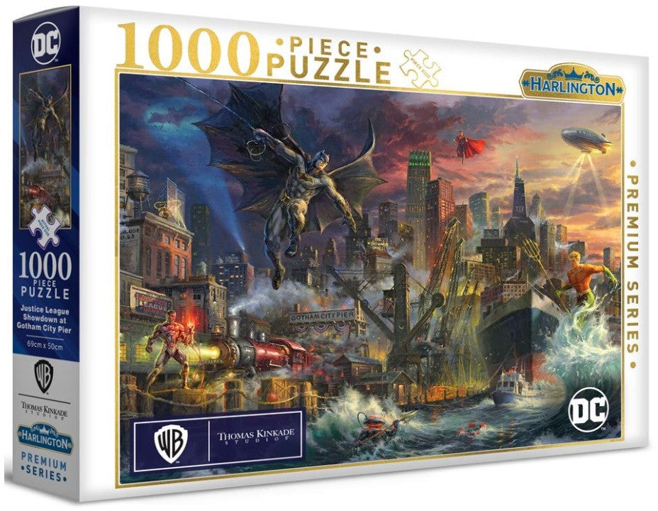 DC Comics Justice League Showdown at Gotham City Pier 1000 pieces - Harlington Thomas Kinkade