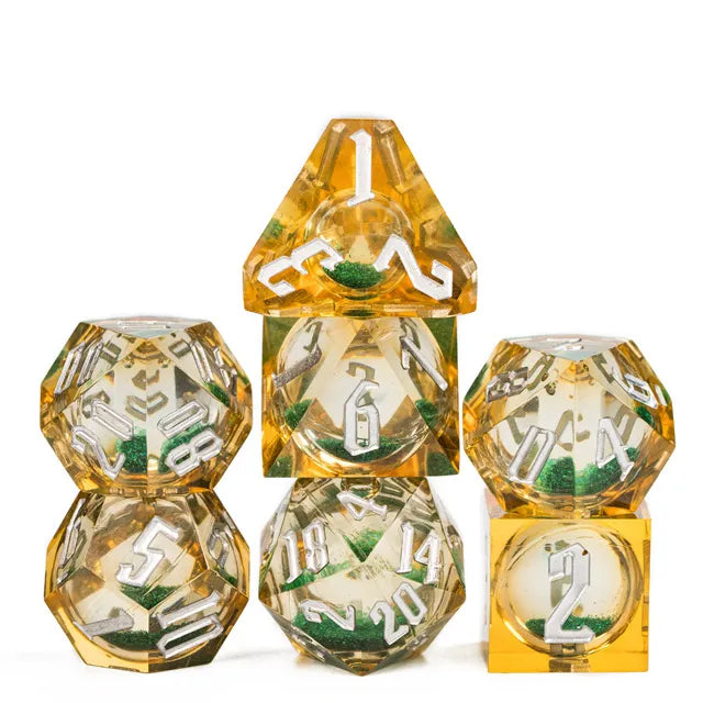 Liquid Core Dice GOLD GREEN - Games World Dice