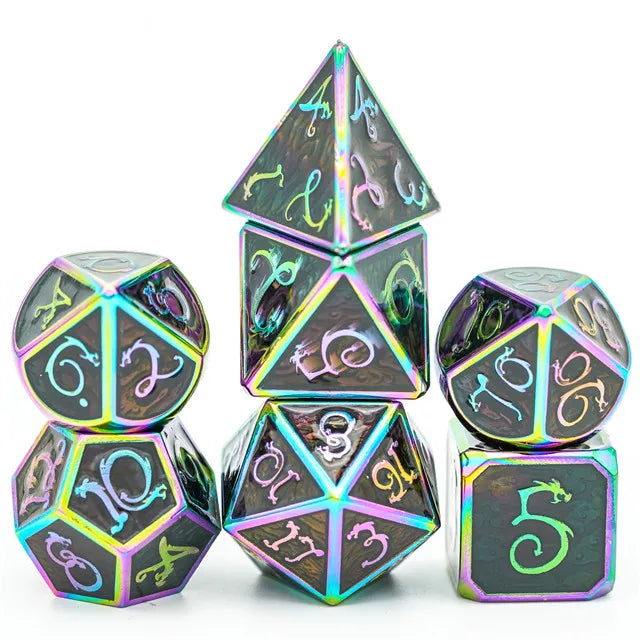 METAL Dice BLACK RAINBOW - Games World Dice