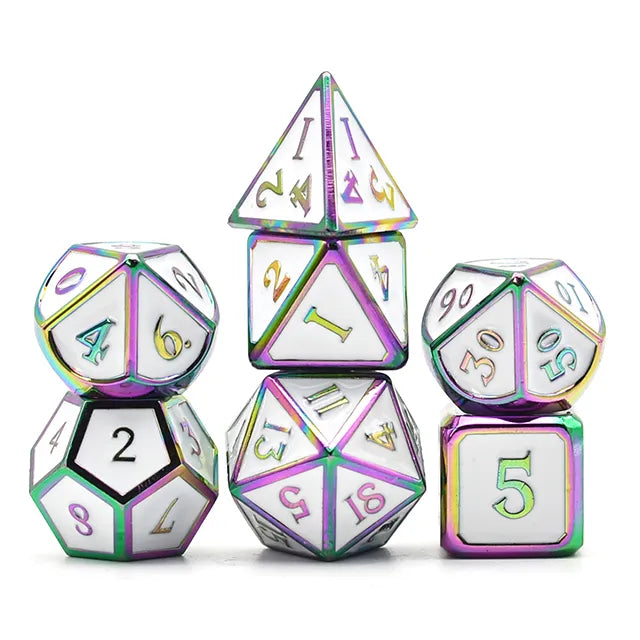 METAL Dice WHITE RAINBOW - Games World Dice