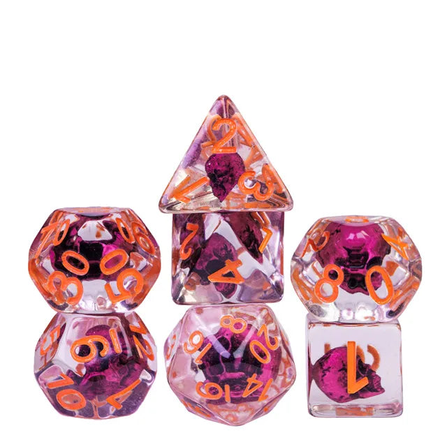 Skull Dice PINK ORANGE CLEAR - Games World Dice