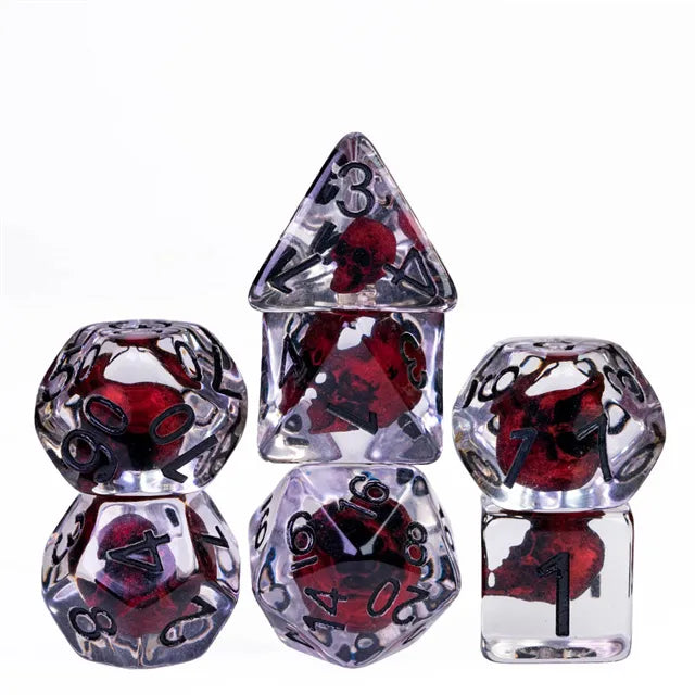 Skull Dice RED BLACK CLEAR - Games World Dice