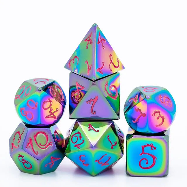 METAL Dice RAINBOW PINK - Games World Dice