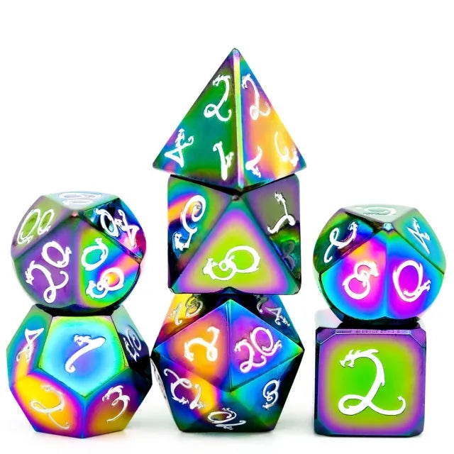 METAL Dice RAINBOW WHITE - Games World Dice