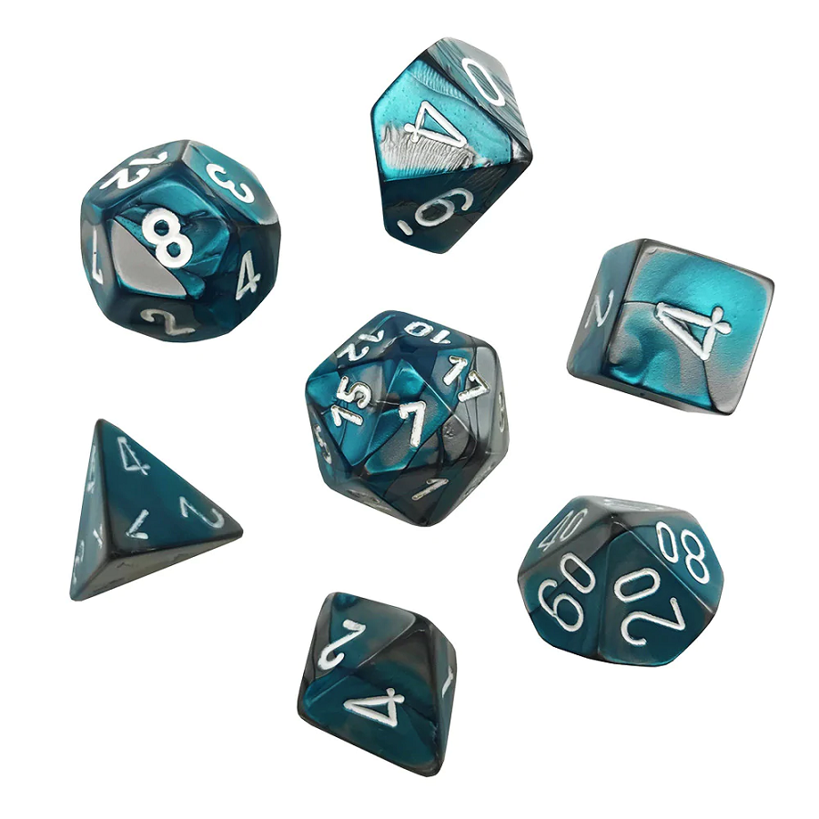 CHX20656 Gemini Mini-Polyhedral Steel-Teal / white 7-Die Set