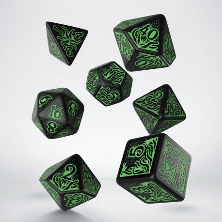 Black and Green Dice Set (7) - Call of Cthulhu 7th Edition