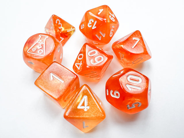 Borealis Blood Orange/White Polyhedral 7-Die Set