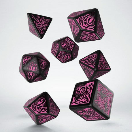 Black and Magenta Dice Set (7) - Call of Cthulhu 7th Edition