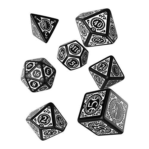 Steampunk Black & White Clockwork Dice Set - Q Workshop