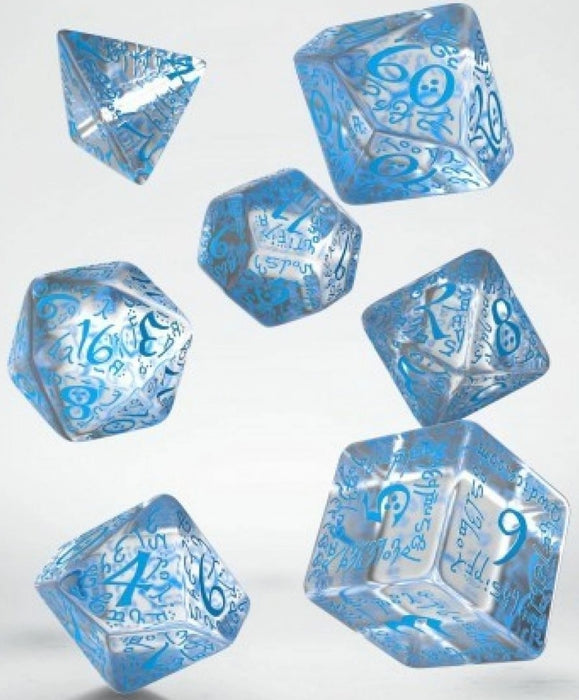 Elvish Dice Set - Translucent Blue Set of 7