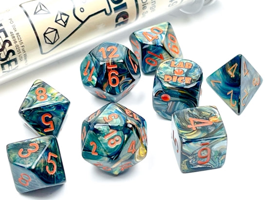 Lustrous Alpestris/orange Polyhedral 7-Die Set