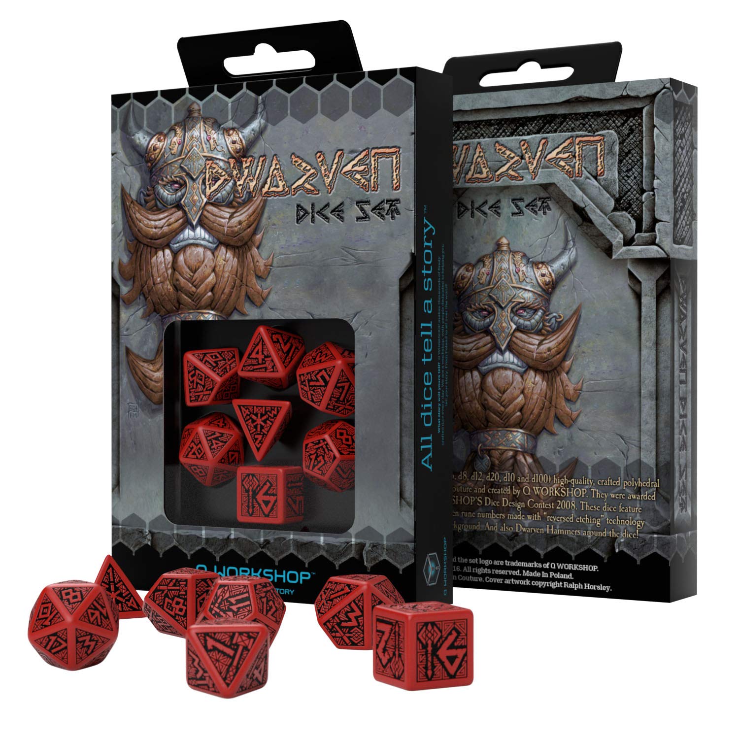 Dwarven Red & Black Dice Set - Q Workshop