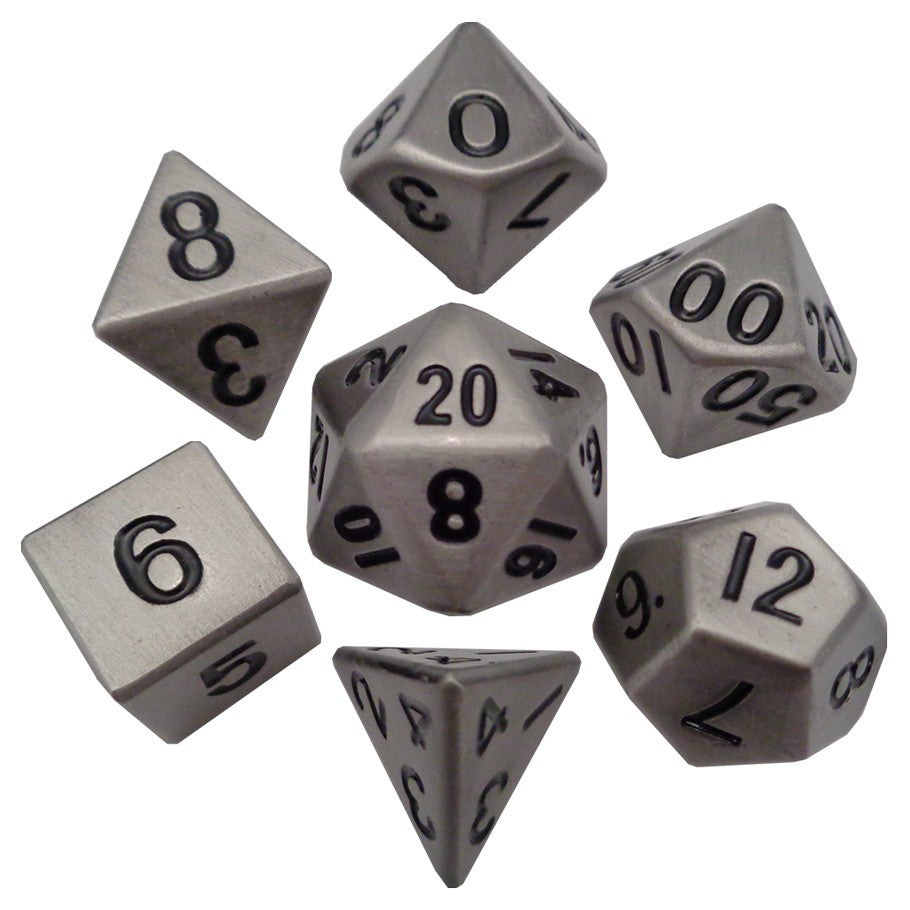 Antique Silver  - MDG Metal Polyhedral Dice Set