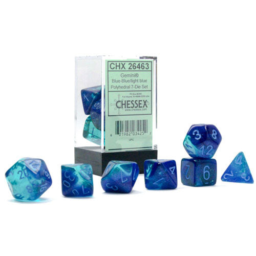 CHX26463 Gemini Blue-Blue/light blue Luminary 7-Die Set Chessex