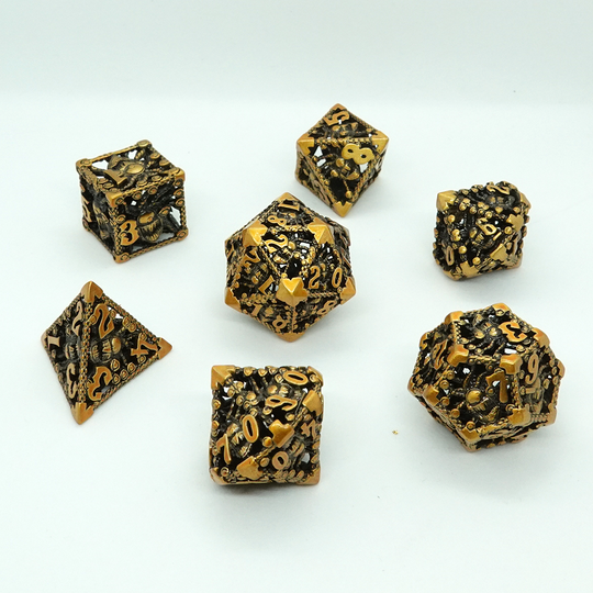 CHX30055 Lustrous Polyhedral Azurite/gold 7-Die Set