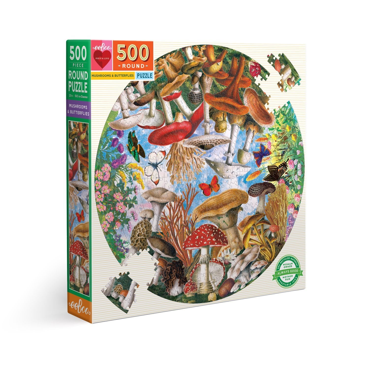 Mushrooms & Butterflies - 500pc Round