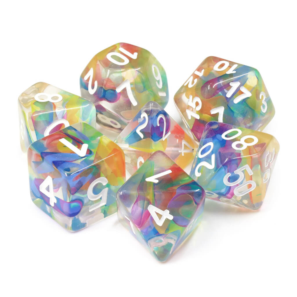 Rainbow Frost Inclusion Dice 7-set