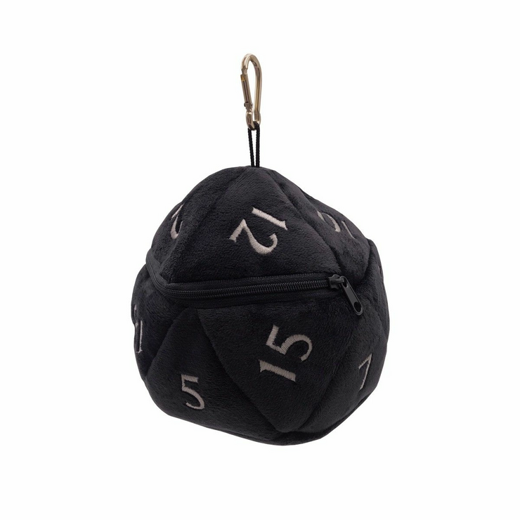 Plush D20 Dice Bag Black