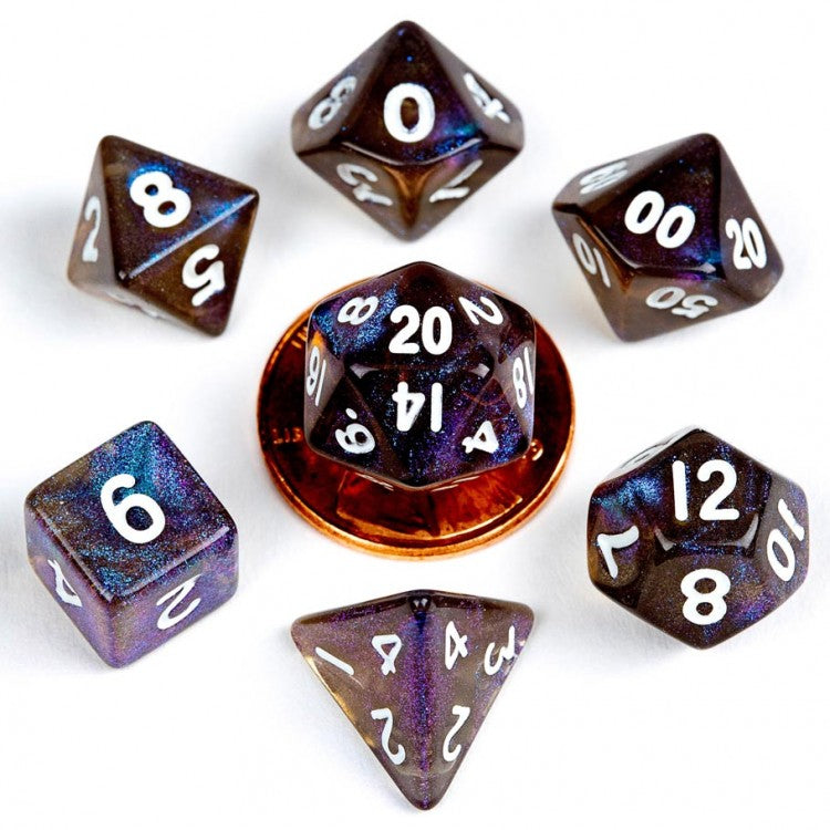 7-set Mini Stardust Galaxy - MDG Mini Polyhedral Dice Set