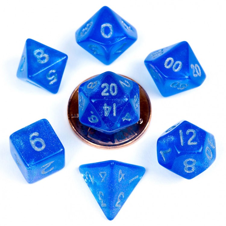 7-set Mini Stardust Blue - MDG Mini Polyhedral Dice Set