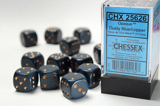 CHX25626 Dusty Blue/Copper 16mm d6 Pink/silver Dice Block Chessex