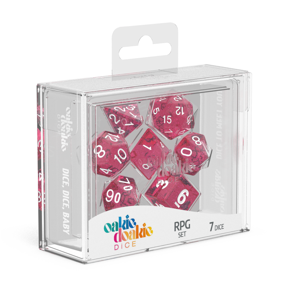 Pink - Speckled RPG Dice - 7 Set Oakie Doakie Dice