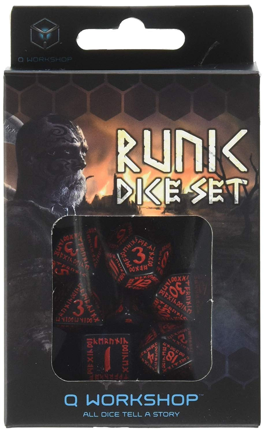 Runic Black & Red 7 Dice Set - Q Workshop