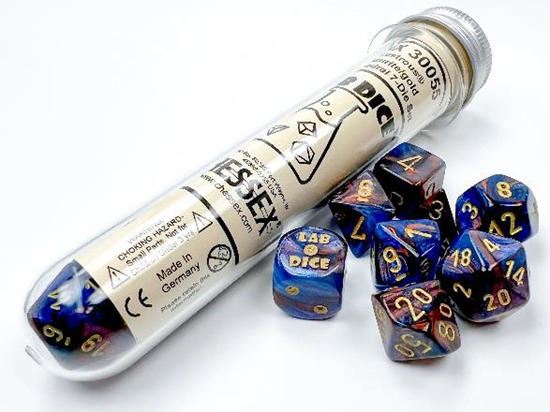 SPARE Lustrous Azurite/Gold Polyhedral 7-Die Set