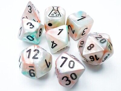 Lustrous Sea Shell/Black Polyhedral 7-Die Set